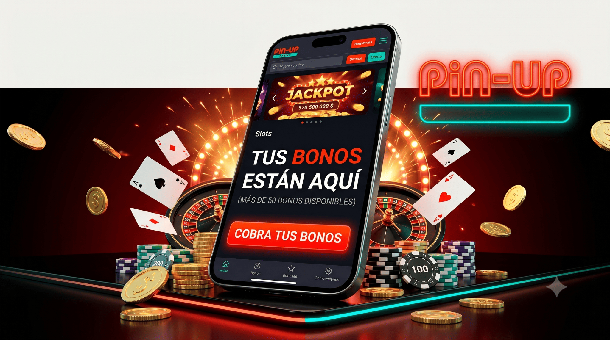 Sección de bonos de Pin-Up Casino con promociones activas