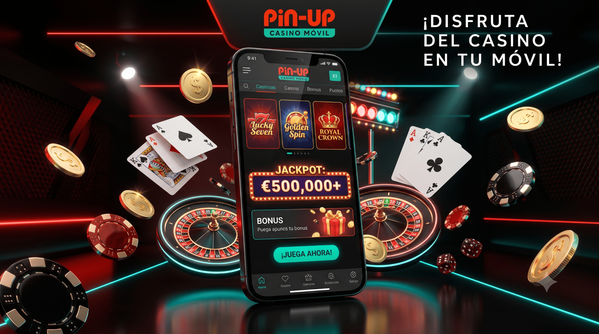 Versión móvil de Pin-Up Casino con lobby de juegos